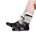 thumbnail image 1 of WREESH Women's Casual Winter Home Non-Slip Fleece Warm Thick Christmas Socks Above-Ankle Socks Black, 1 of 8