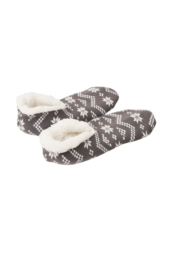 Women's Christmas Prints Thick Warm Middle Tube Slipper Socks, Ankle Length Floor Snow Christmas Socks Gray