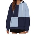 thumbnail image 1 of WREESH Women's Color Block Oversized Hoodie Fall Winter Long Sleeve Pullover Sweatshirt Drawstring Hooded Sweatshirt Navy, 1 of 5