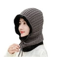 thumbnail image 1 of WREESH Women's Color Blocking Beanie Add Velvet Fleece Pulling Eope, Warm and Windproof Woolen Yarn Neck Scarf Hat Gray, 1 of 4