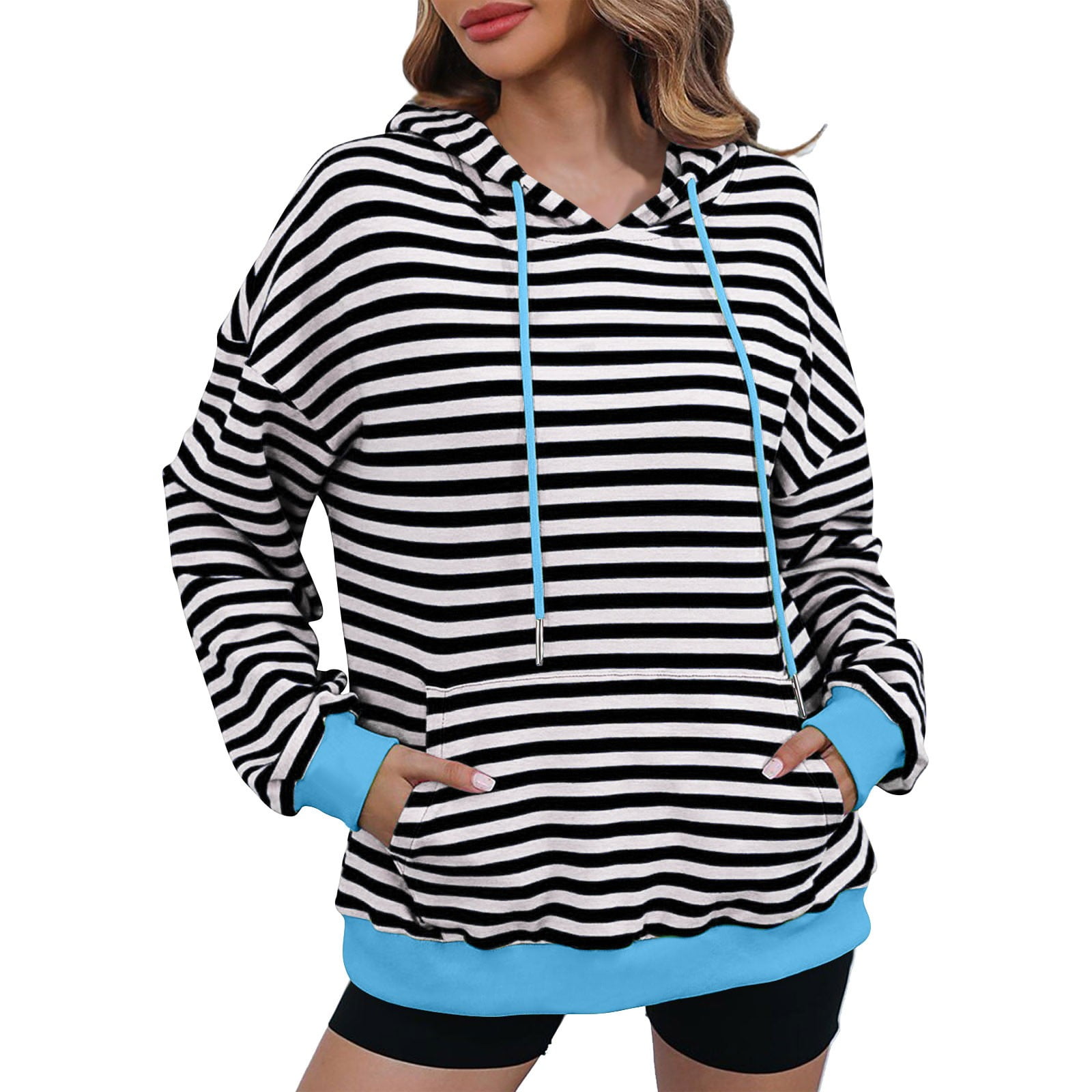 Black and white striped hoodie women's new arrivals