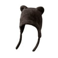 thumbnail image 1 of WREESH Women's Critter Ear Beanie Winter Solid Color With Warmth and Fleece Protection Thick Hat Brown, 1 of 5