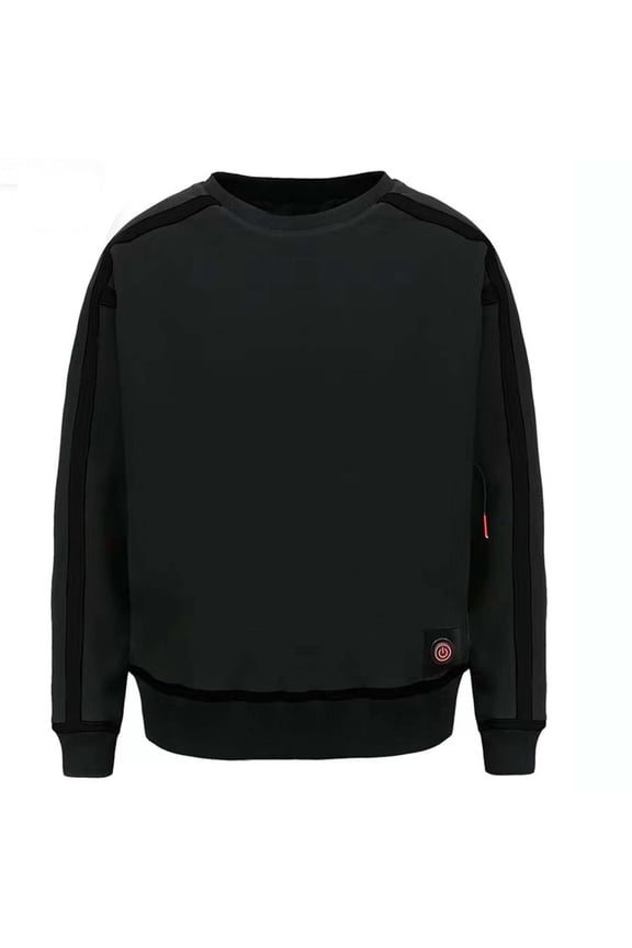 Women's Electric Heated Thermal Tops Fleece-Lined Long Sleeve Crewneck Sweatshirts Fall Winter Thicken Pullover for Cold Weather Black