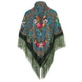 thumbnail image 1 of WREESH Women's Ethnic Style Shawl Printed Scarf With Tassel Style for Cheongsam Pairing Olive Green, 1 of 3