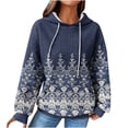thumbnail image 1 of WREESH Women's Fall Fashion Waffle Hoodies Warm Drawstring Long Sleeve Casual Printed Hooded Top Navy, 1 of 5