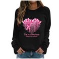 thumbnail image 1 of WREESH Women's Fall Pink Ribbon Sweatshirt Heart Graphic Long Sleeve Casual Top Breast Cancer Awareness Shirts Black, 1 of 5
