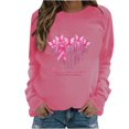 thumbnail image 1 of WREESH Women's Fall Pink Ribbon Sweatshirt Heart Graphic Long Sleeve Casual Top Breast Cancer Awareness Shirts Hot Pink, 1 of 5