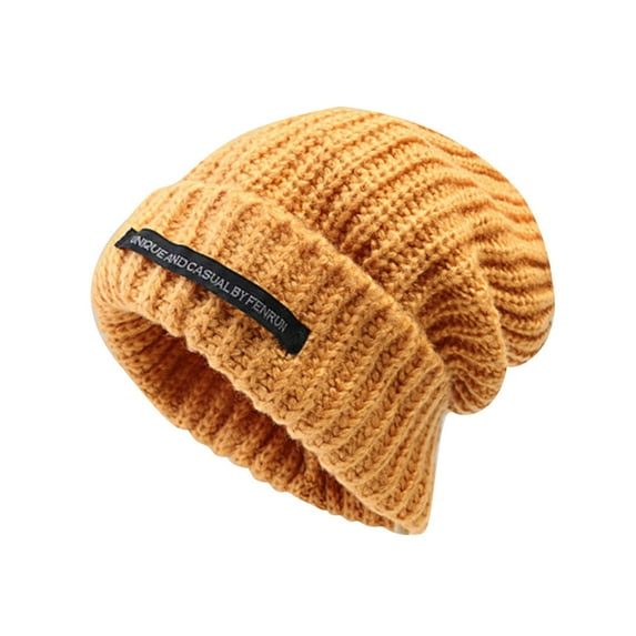 WREESH Women's Fall Winter Knitted Beret Thickened Warm Hat, Versatile Knitted Hat Show Face Small Artist Hat Yellow