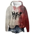 thumbnail image 1 of WREESH Women's Fashion Hoodies Casual Long Sleeve Sweatshirt Halloweens Bloodstain Print Top Red-C, 1 of 3