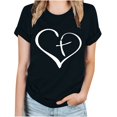thumbnail image 1 of WREESH Women's Fashion Round Neck Blouse Short Sleeve Blouse with Graphic Print Black, 1 of 5