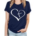 thumbnail image 1 of WREESH Women's Fashion Round Neck Blouse Short Sleeve Blouse with Graphic Print Blue, 1 of 5