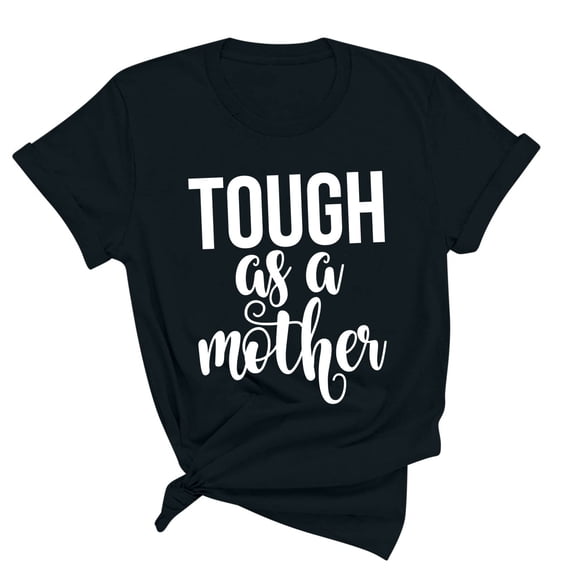 WREESH Women's Fashion Short Sleeve T-Shirt Round Neck Summer Top with Graphic Print Black