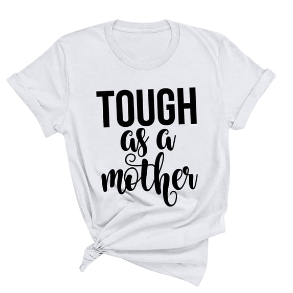 WREESH Women's Fashion Short Sleeve T-Shirt Round Neck Summer Top with Graphic Print White