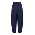 thumbnail image 1 of WREESH Women's Fashionable Capri Pants Cotton Linen Pants Solid Color Perfect for Summer Wear Navy, 1 of 6