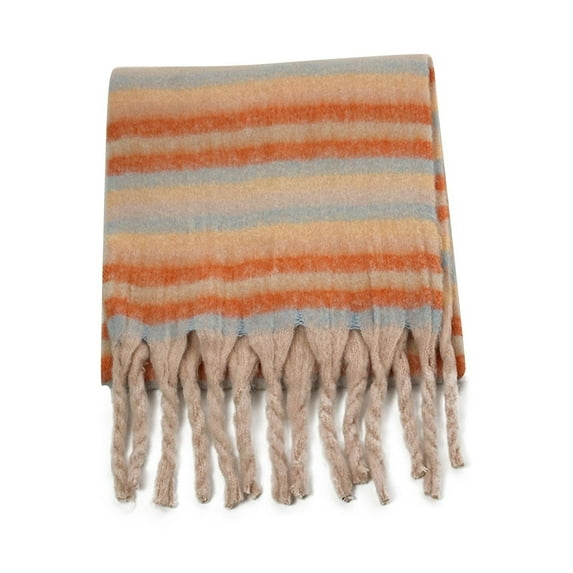 WREESH Women's Fashionable Soft Skin-Friendly Blanket Scarf, Warm Thick Wool Winter Comfort Orange