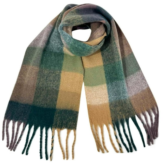 WREESH Women's Fashionable Soft Skin-Friendly Wool Blanket, Warm and Comfortable Winter Scarf Olive Green