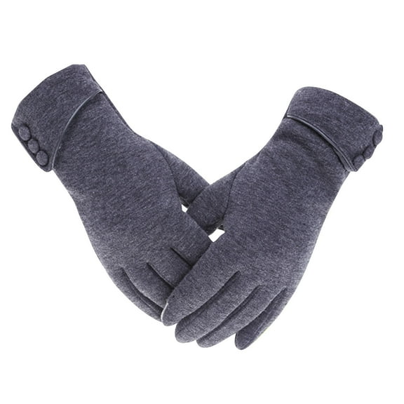 WREESH Women's Fashionable Solid Color Fleece Thickened Gloves Fall and Winter Cold and Warm Screen Gloves Gray