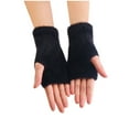 thumbnail image 1 of WREESH Women's Fingerless Winter Gloves Solid Color Warm Half Finger Finger Gloves Black, 1 of 5