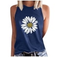 thumbnail image 1 of WREESH Women's Floral Graphic Tank Top Crew Neck Sleeveless Summer Fashion Casual T-Shirts Navy, 1 of 5