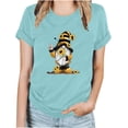 thumbnail image 1 of WREESH Women's Funny Round Neck T-Shirt Fashion Print Loose Short Sleeve Out Blouse Mint Green, 1 of 5