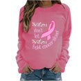 thumbnail image 1 of WREESH Women's Graphic Letter Pink Ribbon Sweatshirt Long Sleeve Breast Cancer Awareness Top Hot Pink, 1 of 5