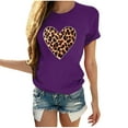 thumbnail image 1 of WREESH Women's Graphic T Shirts Valentine's Day Leopard Heart Printed Tees for 2025 Casual Short Sleeve Tee Tops Purple, 1 of 5