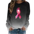 thumbnail image 1 of WREESH Women's Hand Pink Ribbon Long Sleeve Sweatshirt Casual Loose Fit Cancer Awareness Top Black, 1 of 4