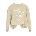thumbnail image 1 of WREESH Women's Heart Graphic Crewneck Sweatshirt Casual Fall Long Sleeve Pullover Top for Valentine's Day Khaki, 1 of 4