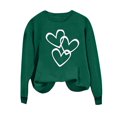 thumbnail image 1 of WREESH Women's Heart Graphic Crewneck Sweatshirt Casual Fall Long Sleeve Pullover Top for Valentine's Day Olive Green, 1 of 4
