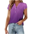 thumbnail image 1 of WREESH Women's Henley Shirt Fashion Casual Gradient Tops with Gradient Print Blouses Button Shirts for Short Sleeve V-Neck T-Shirts Purple, 1 of 6