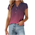 thumbnail image 1 of WREESH Women's Henley Shirt Fashion Casual Gradient Tops with Gradient Print Blouses Button Shirts for Short Sleeve V-Neck T-Shirts Red, 1 of 6