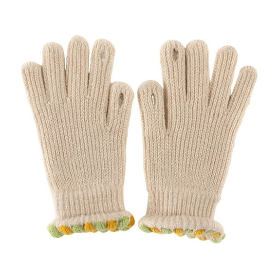 WREESH Women's Keep Warm Dew Finger Glove Women's Fingerless Winter Gloves Beige