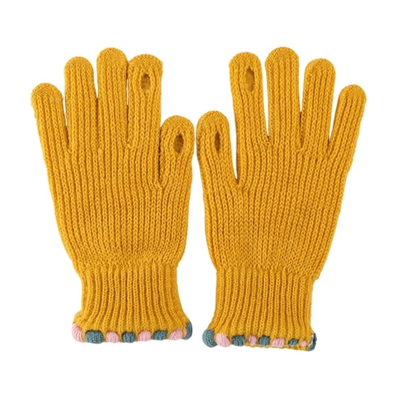 WREESH Women's Keep Warm Dew Finger Glove Women's Fingerless Winter Gloves Yellow