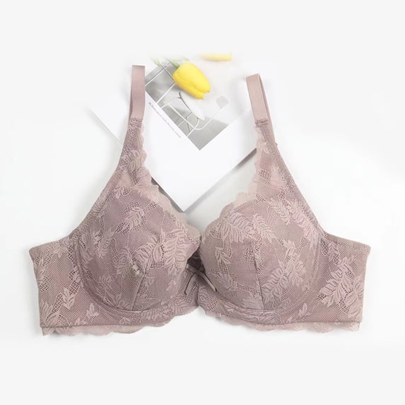 WREESH Women's Lightly Lined Lace Bralette Bra - Wireless Push Up Underwear with Removable Pads, Breathable Seamless Comfortable Fit