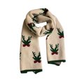 thumbnail image 1 of WREESH Women's Long Christmas Reindeer Double-Sided Print Warm Knitted Scarves Beige, 1 of 3
