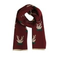 thumbnail image 1 of WREESH Women's Long Christmas Reindeer Double-Sided Print Warm Knitted Scarves Red, 1 of 3