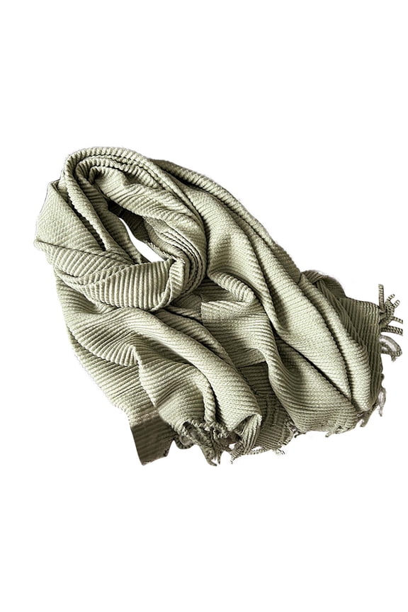 Women's Long Fashionable Solid Color Foldable Scarf, Soft Skin-Friendly Winter Warm Comfort Olive Green