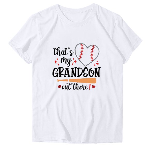 WREESH Women's Loose Round-Neck T-Shirt Summer Casual Printed Short Sleeve Blouse White