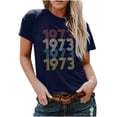 thumbnail image 1 of WREESH Women's Loose Short Sleeve Graphic T-Shirts Casual Summer Round Neck Tops Navy, 1 of 5