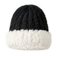 thumbnail image 1 of WREESH Women's Merry Colored Knitted Wool Beanie Printing for Warmth and Versatile Fleece Hat Black, 1 of 3