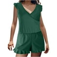 thumbnail image 1 of WREESH Women's Full Coverages Swim Romper Built-In Bra & Leggings Ruched One Piece Swimsuit Tummy Control Bathing Suit Summer Green, 1 of 7