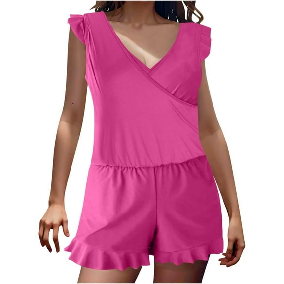 WREESH Women's Full Coverages Swim Romper Built-In Bra & Leggings Ruched One Piece Swimsuit Tummy Control Bathing Suit Summer Pink