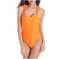 thumbnail image 1 of WREESH Women's Ruffled One Piece Swimsuit - Backless Ruched Tummy Control Bathing Suit Adjustable Swimwear Orange, 1 of 5