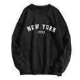thumbnail image 1 of WREESH Women's Oversized Crewneck Sweatshirt Letter Printed Long Sleeve Loose Fit Soft Pullover Tops Black, 1 of 4