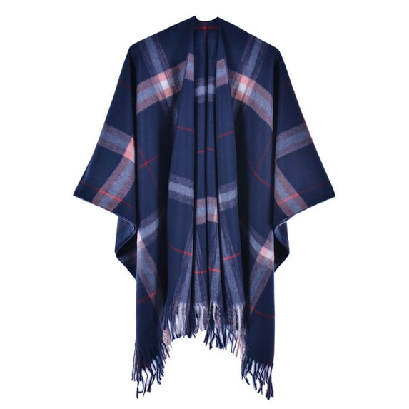 WREESH Women's Oversized Open Front Shawl Wraps Cape, Scarf Casual Cardigan Shawls for Fall Winter Navy