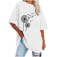 thumbnail image 1 of WREESH Women's Oversized Round-Neck T-Shirt Casual Printed Short Sleeve Top White, 1 of 5