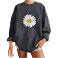 thumbnail image 1 of WREESH Women's Oversized Sweatshirt Fashion Daisy Flower Graphic Loose Long Sleeve Casual Pullover Tops Dark Gray, 1 of 5