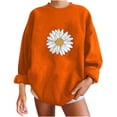 thumbnail image 1 of WREESH Women's Oversized Sweatshirt Fashion Daisy Flower Graphic Loose Long Sleeve Casual Pullover Tops Orange, 1 of 5