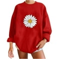 thumbnail image 1 of WREESH Women's Oversized Sweatshirt Fashion Daisy Flower Graphic Loose Long Sleeve Casual Pullover Tops Red, 1 of 5