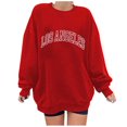 thumbnail image 1 of WREESH Women's Oversized Sweatshirt Trendy Letter Printed Long Sleeve Pullover Top Red, 1 of 5